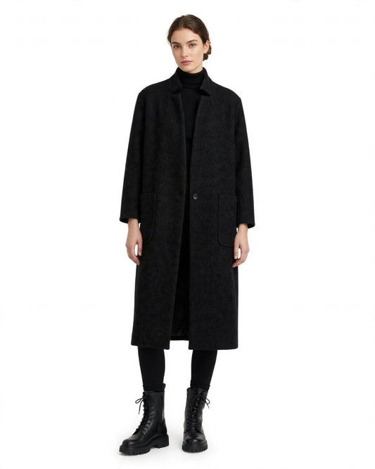 Cappotto spigato blu monopetto