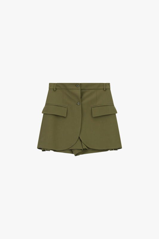 Shorts con tasche frontali e chiusura multipla verde militare