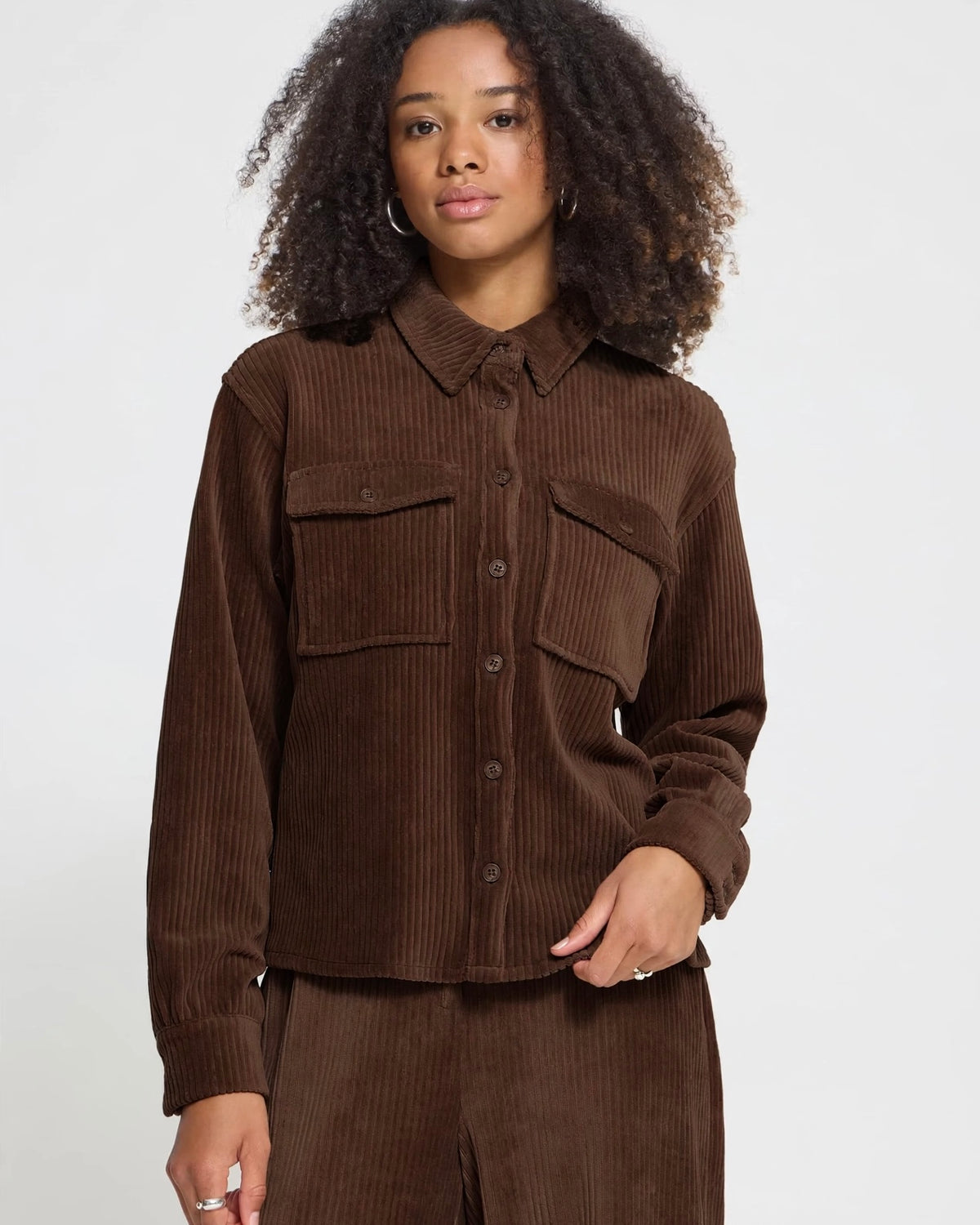 Completo velluto a costine moro camicia e pantalone palazzo