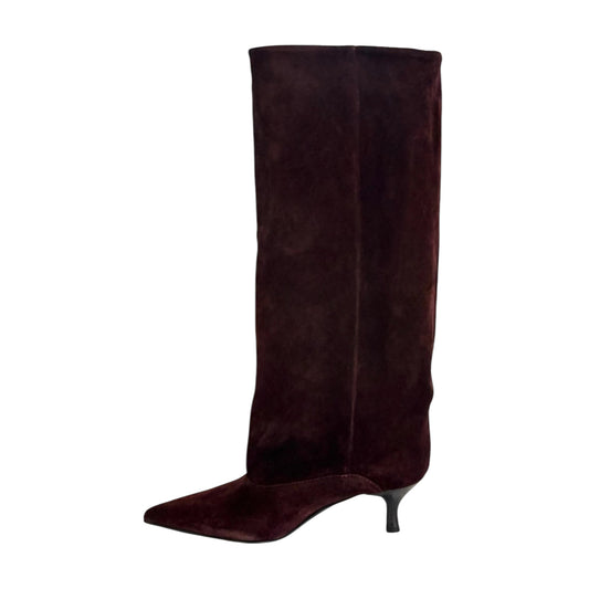 Stivale alto camoscio sambuco