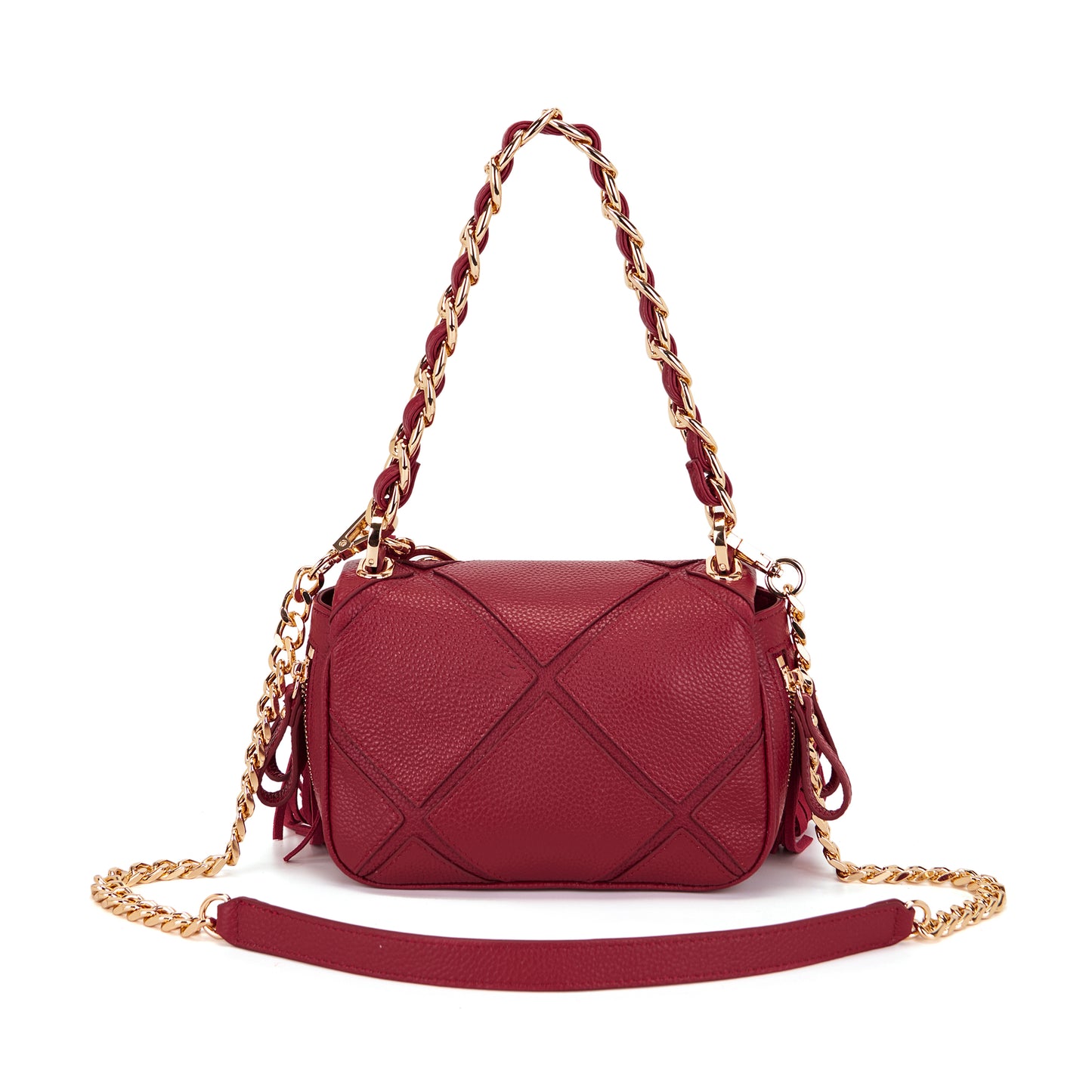 Borsa in pelle red con frange