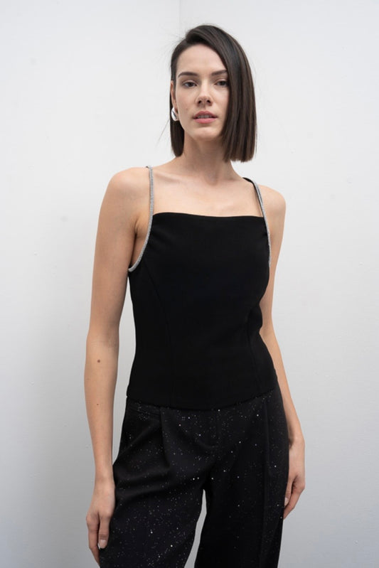 Top nero con strass Copper