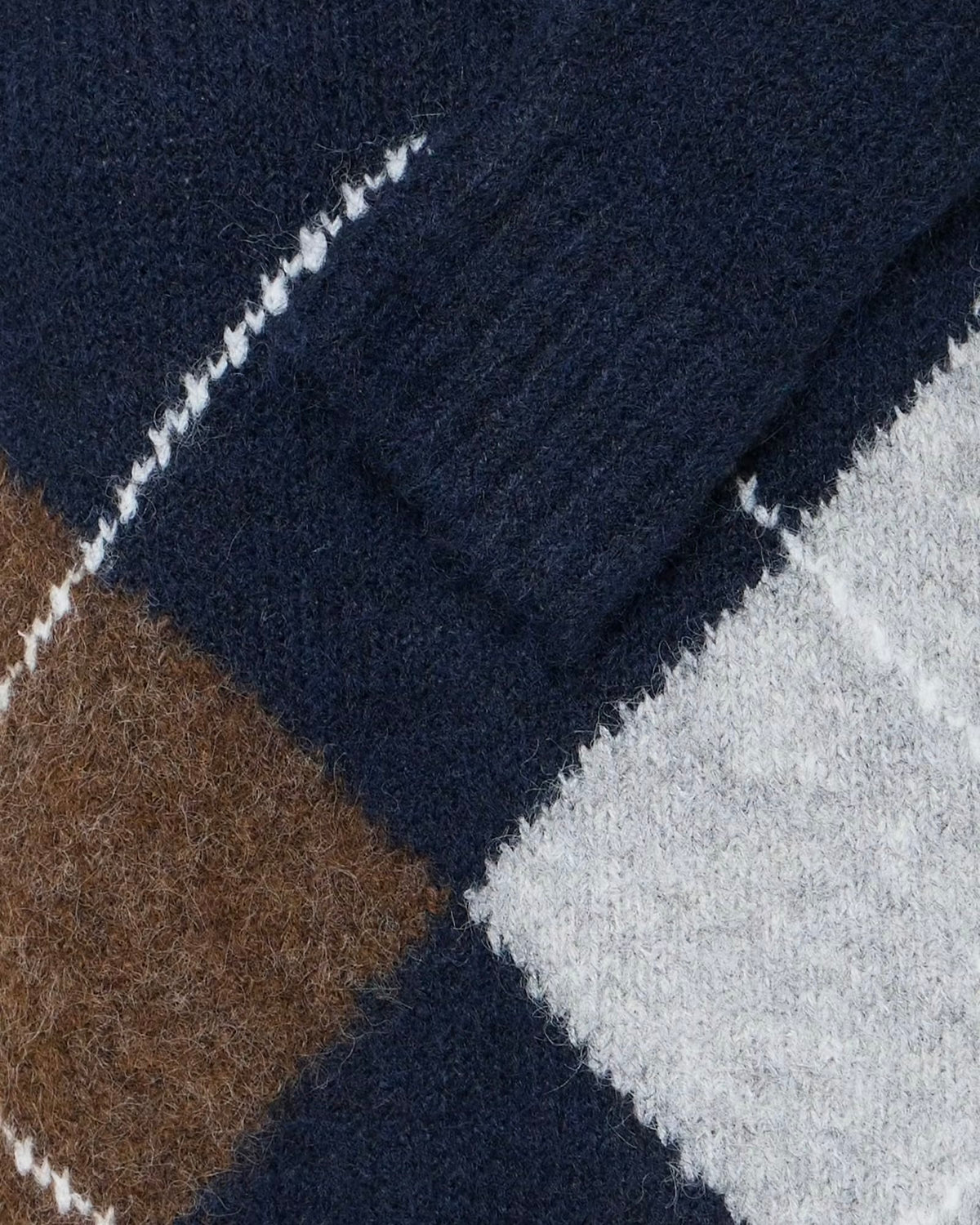 Maglione rombi blu/moro scollatura tonda