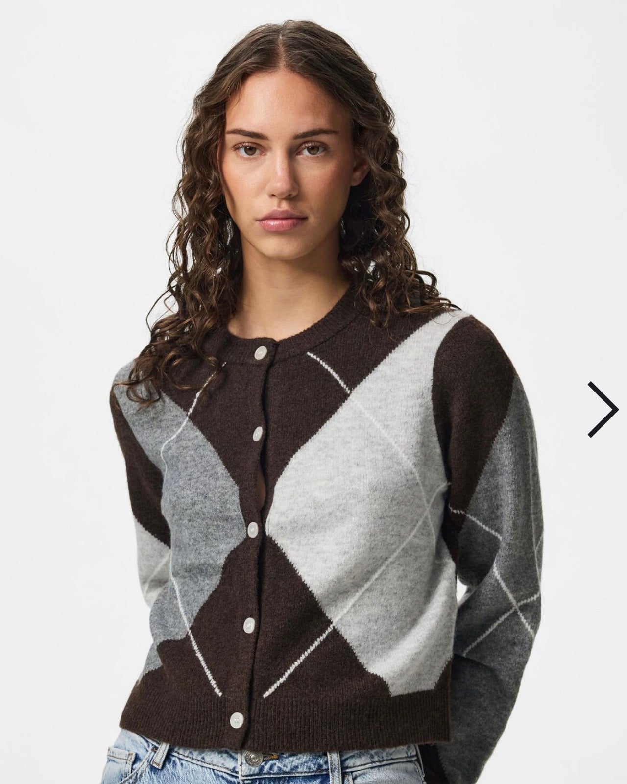 Cardigan rombi brown/grey