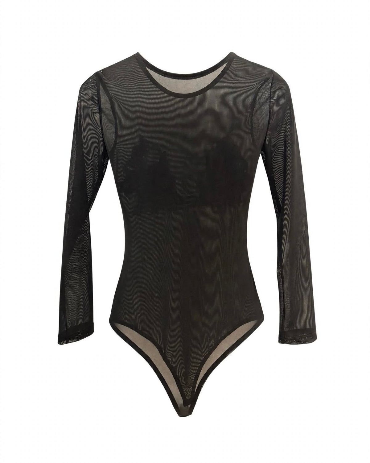 Body nero effetto velo con decorazioni di strass e perline