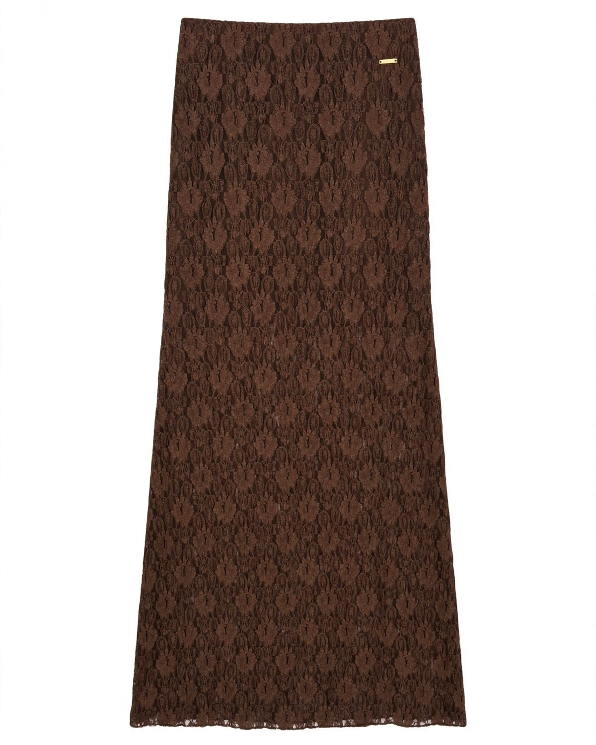 Completo in pizzo moro maglia scollatura tonda e gonna lunga con gonnellino foderato