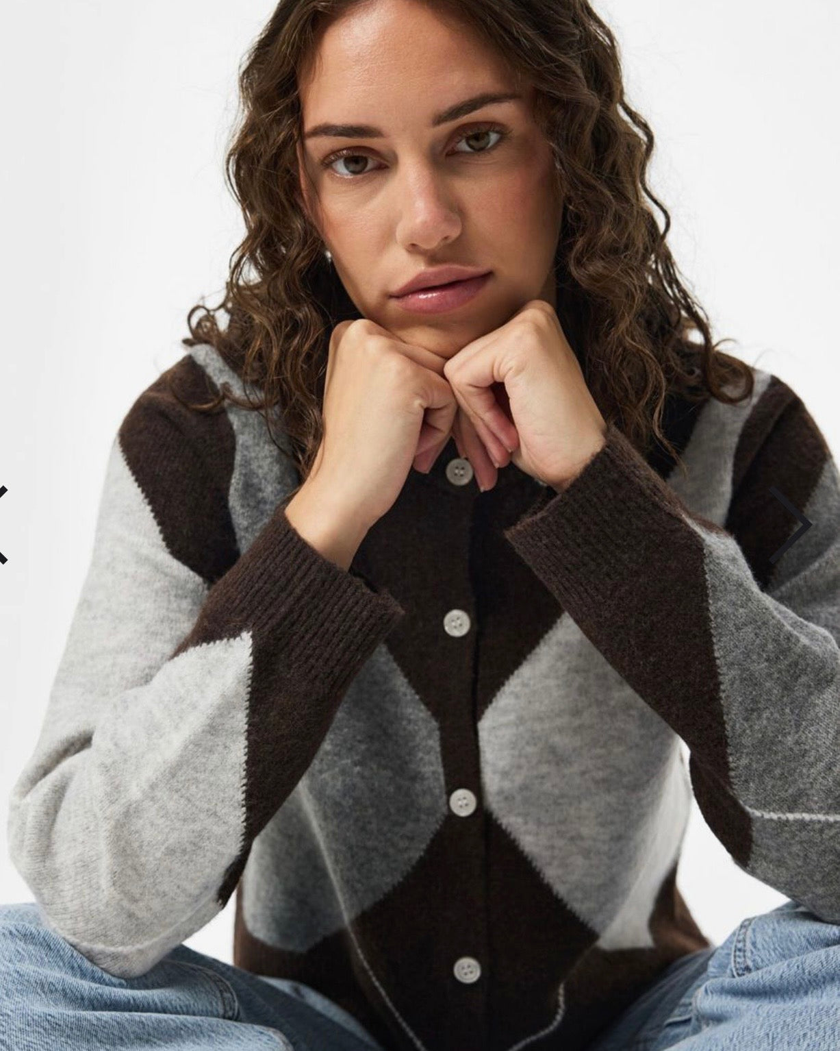 Cardigan rombi brown/grey