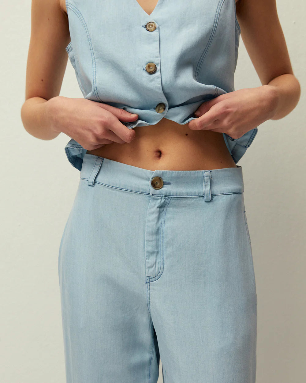 Pantalone palazzo in jeans leggero