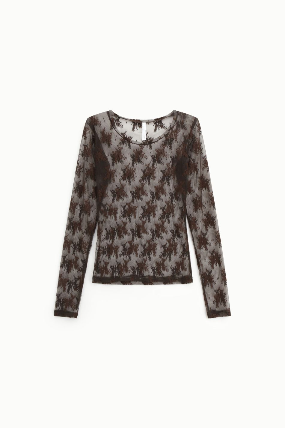 Maglia cioccolato manica lunga effetto pizzo