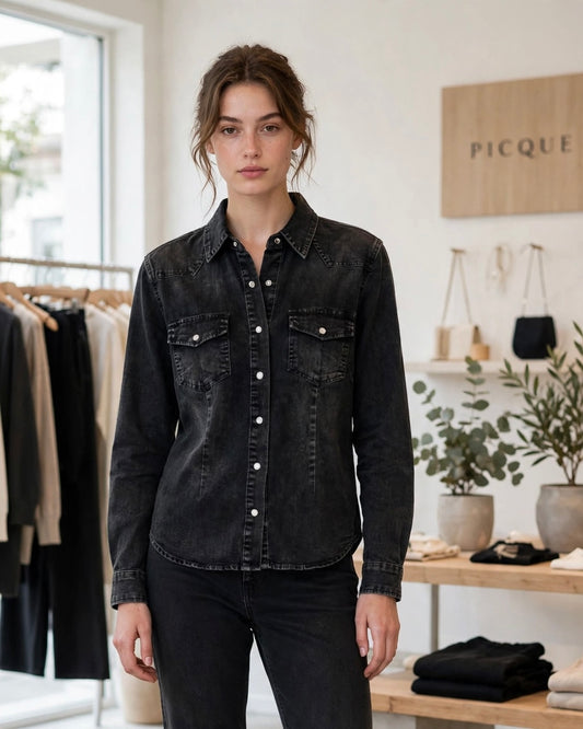 Camicia grigia in jeans