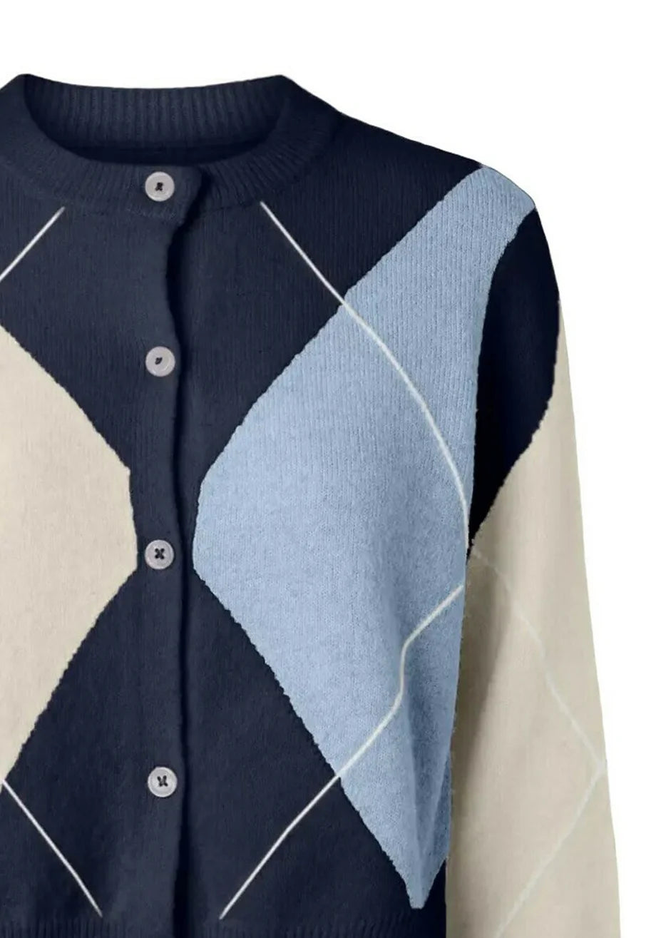 Cardigan rombi blue/panna/celeste