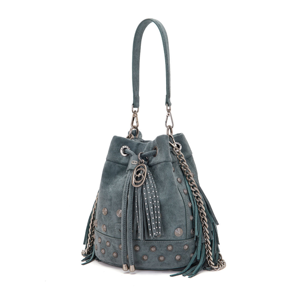 Secchiello Aztec in camoscio jeans