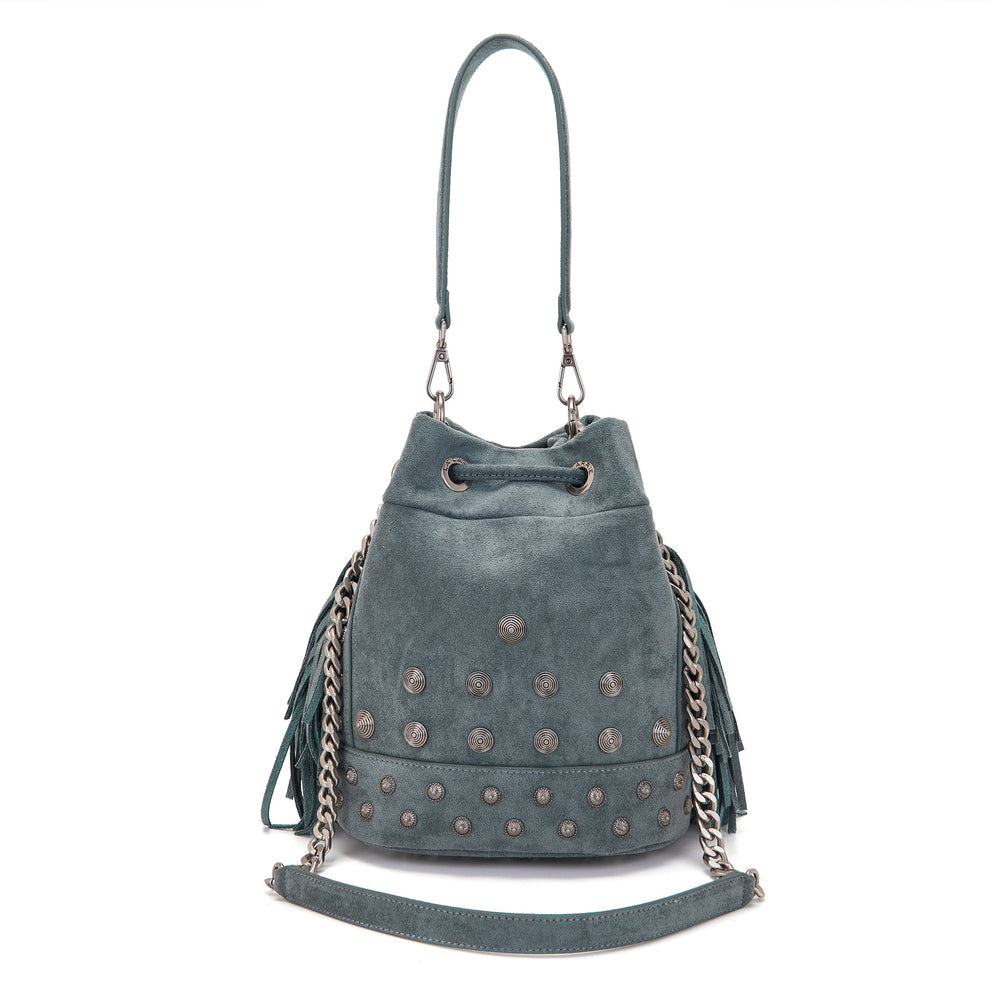 Secchiello Aztec in camoscio jeans