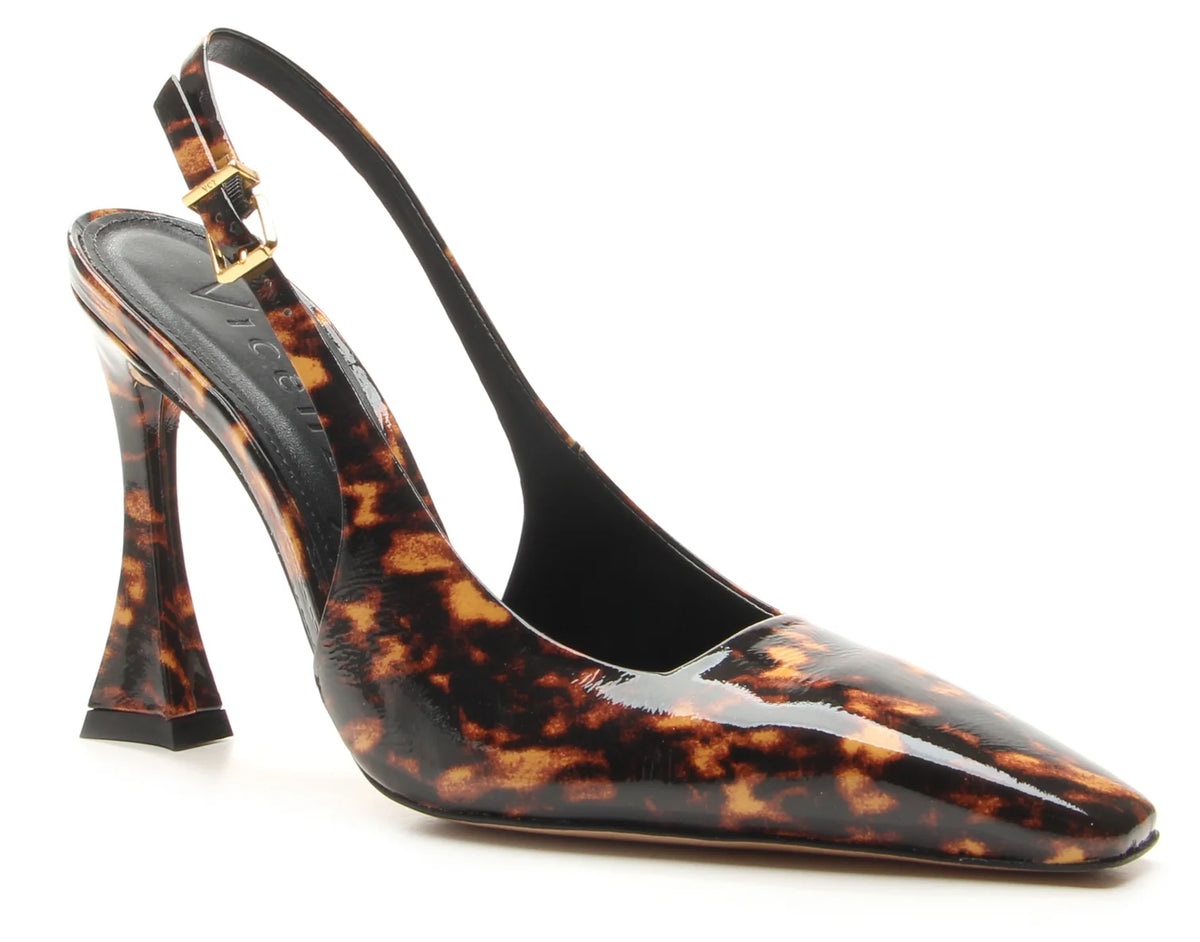 Animal print patent leather slingback