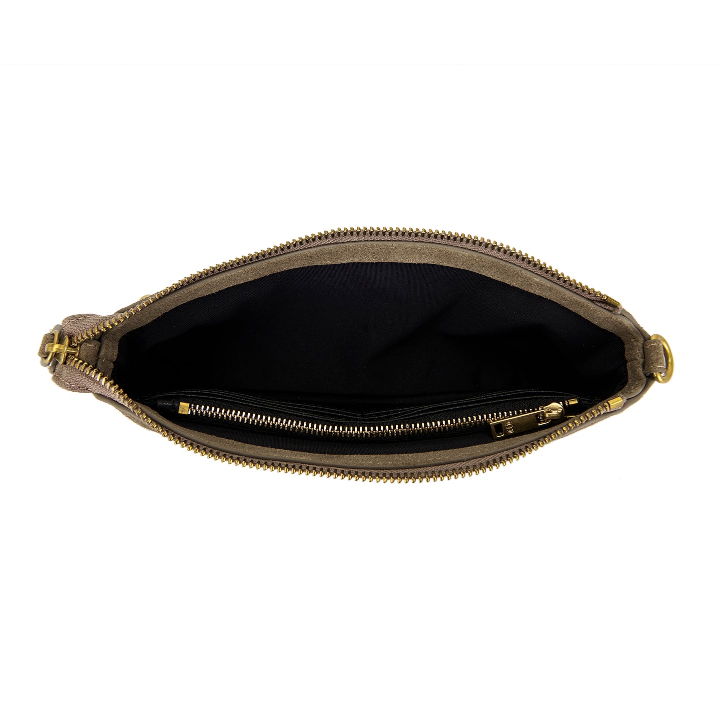 Pochette con frange suede taupe