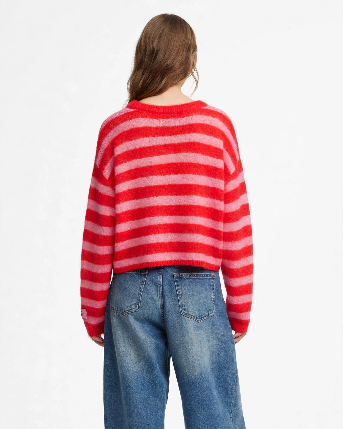 Maglione a righe fuxia/rosa