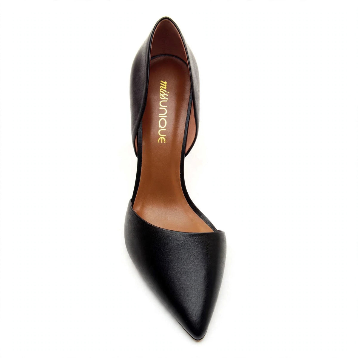 Black leather pumps