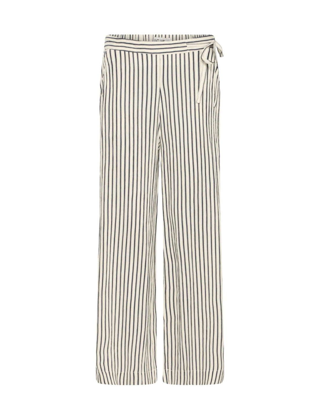 Completo a righe panna e blu maglia e pantalone con laccetto laterale