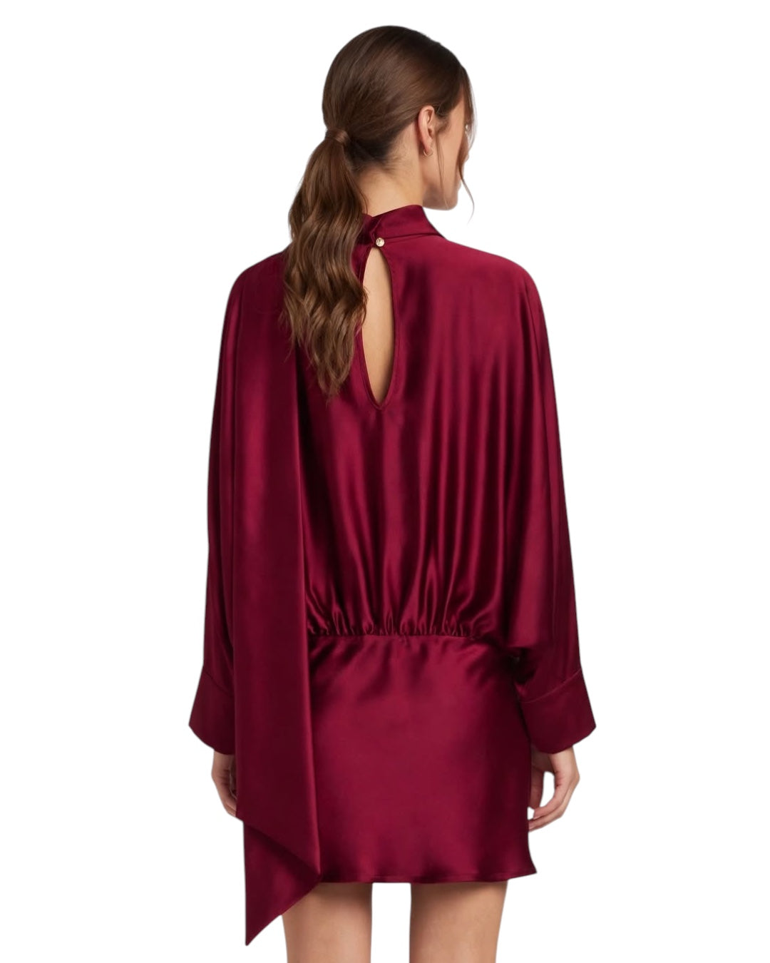 Short burgundy satin-effect dress