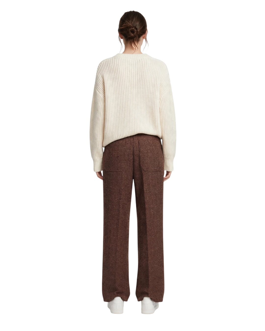 Pantalone bordeaux palazzo vita alta con tasche posteriori