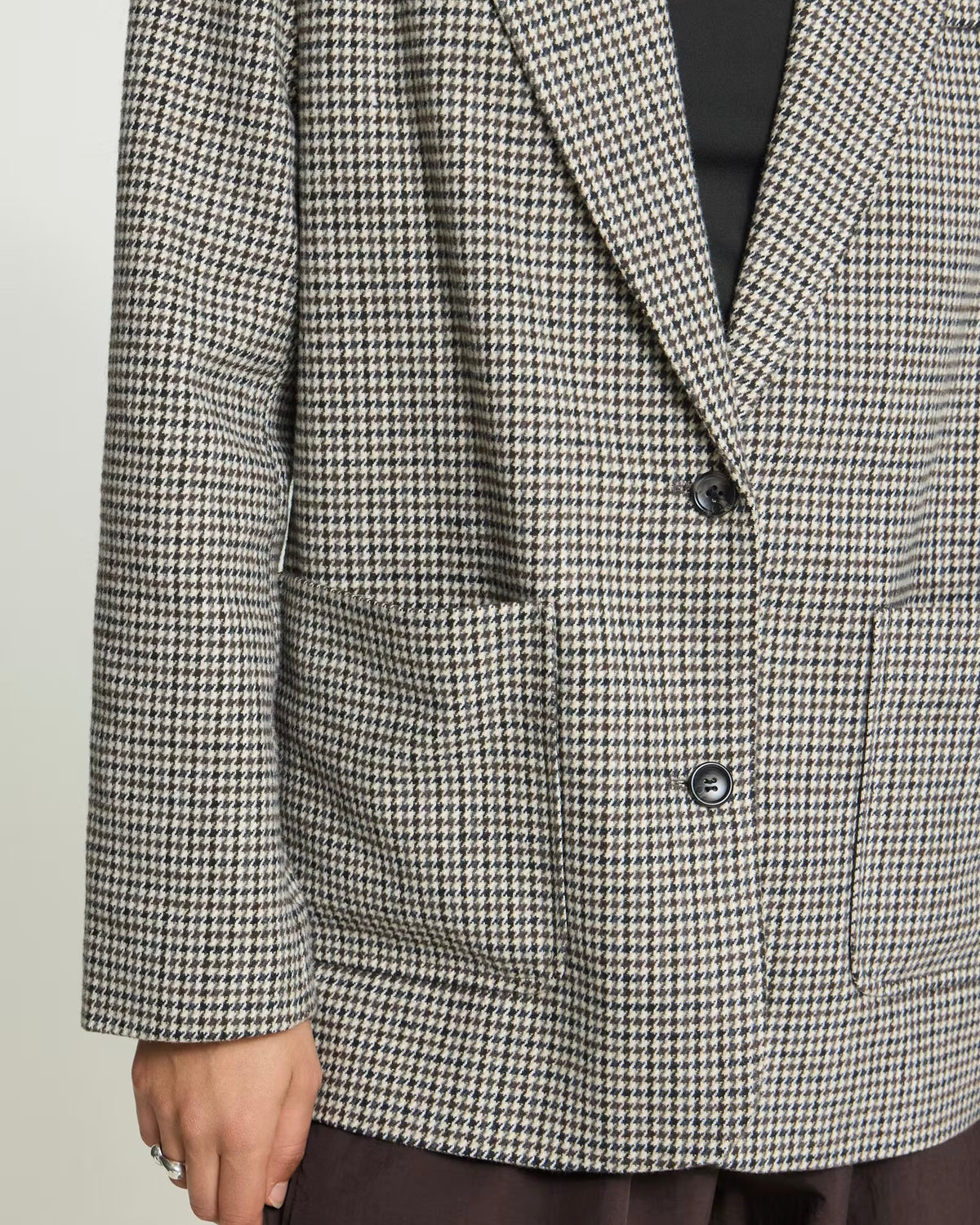 Giacca pied-de-poule oversize panna/moro/nero