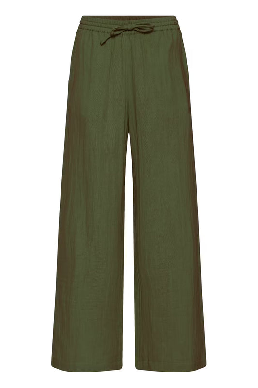 Pantalone militare  in cotone con elastico e coulisse in vita