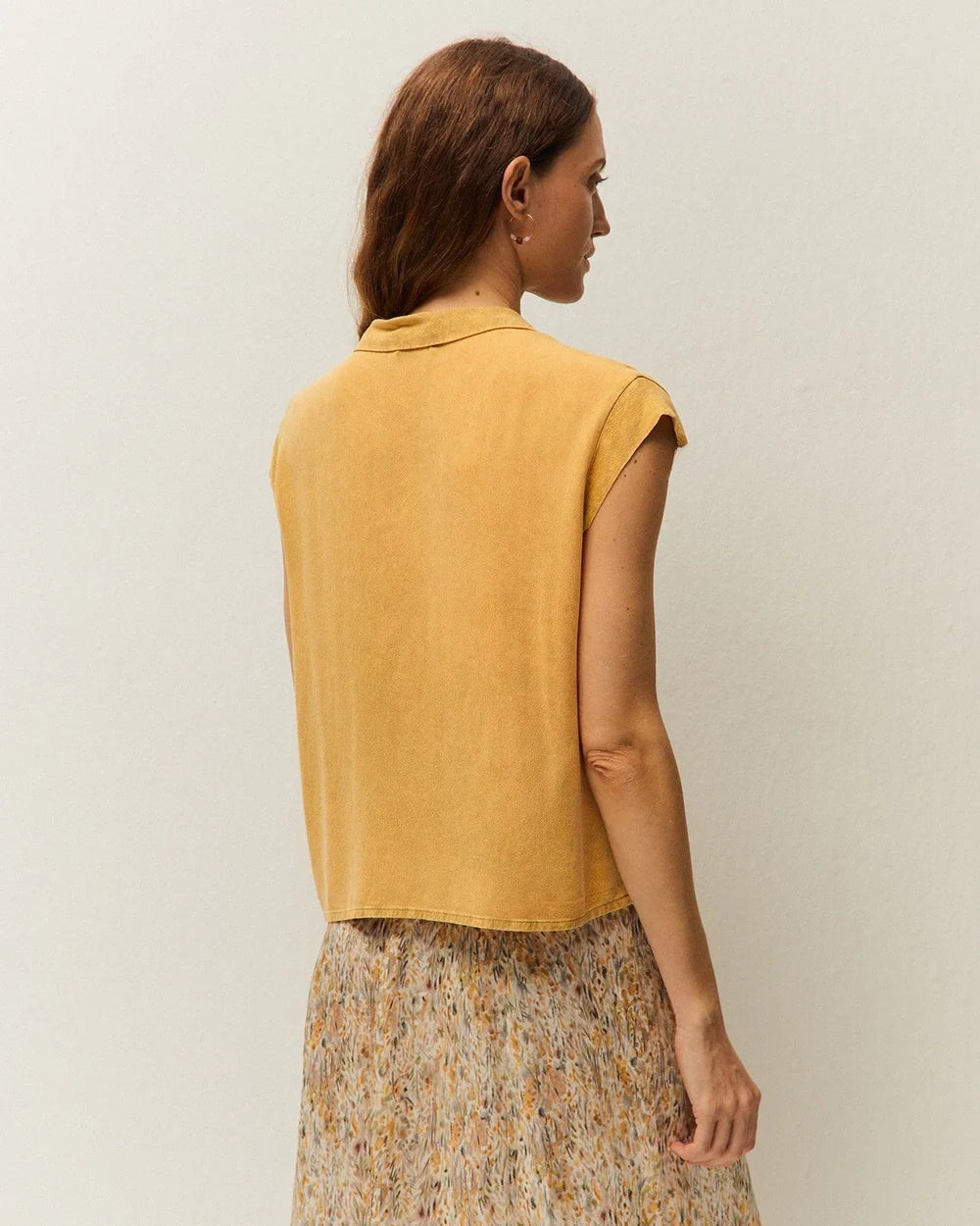 Camicia in viscosa manica corta arancio