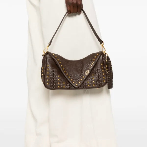 Borsa a spalla in pelle brown