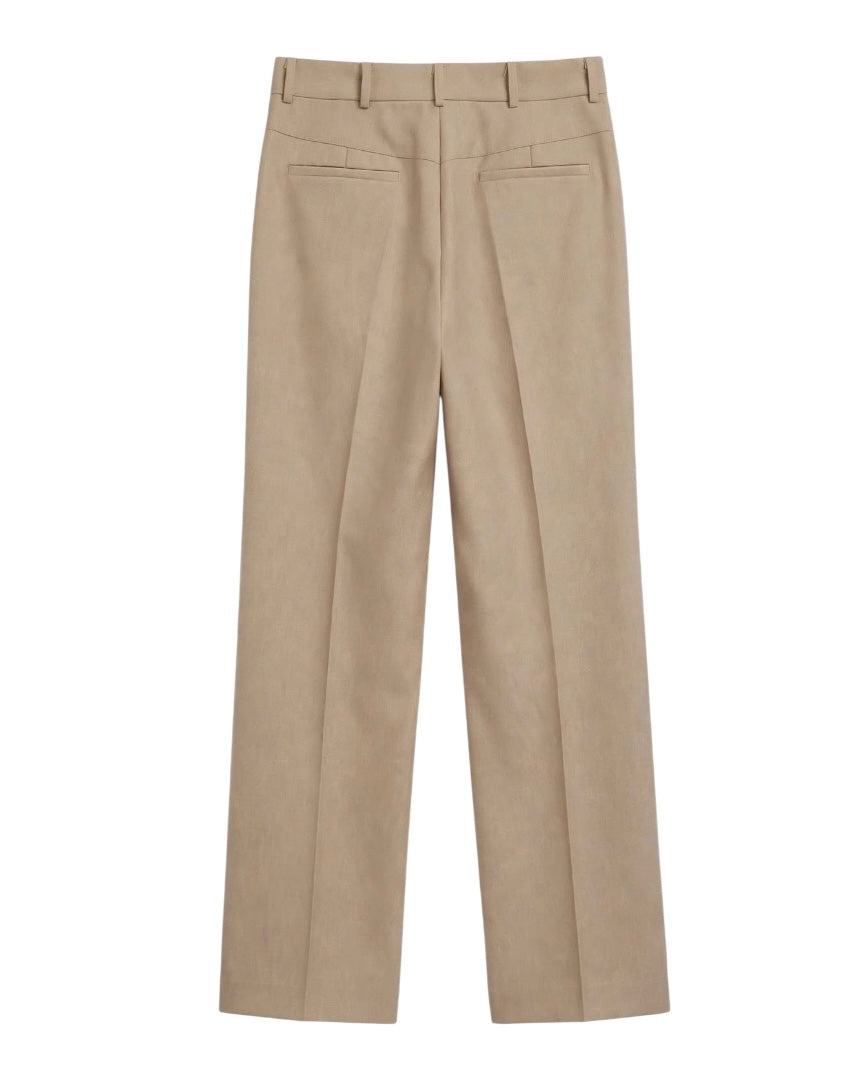 Tailleur cammello giacca e pantalone palazzo