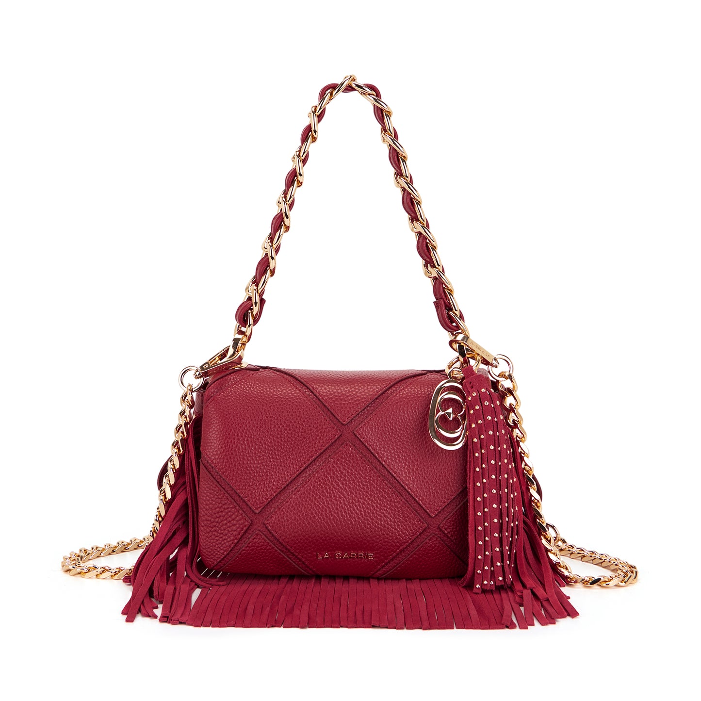 Borsa in pelle red con frange