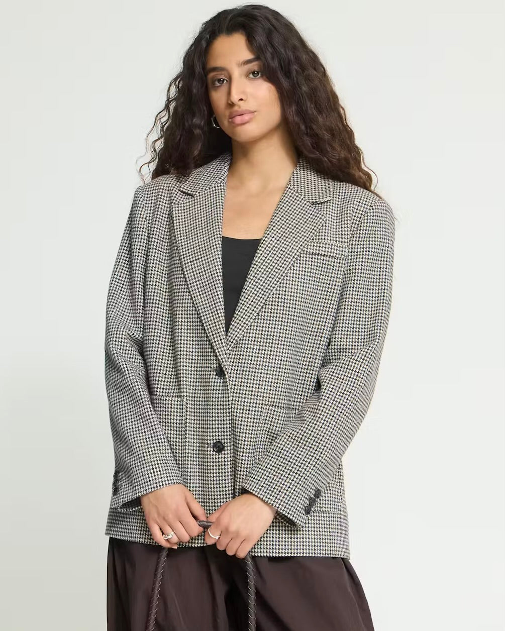 Giacca pied-de-poule oversize panna/moro/nero
