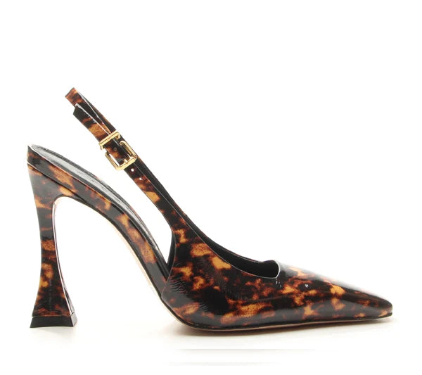 Animal print patent leather slingback