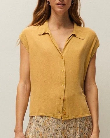 Camicia in viscosa manica corta arancio
