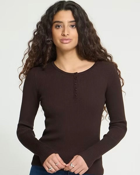 Maglia moro a costine con bottoni