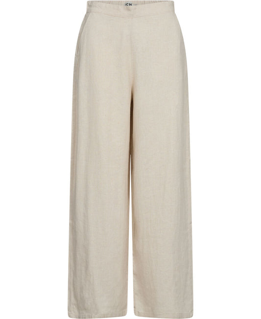 Pantalone a palazzo sabbia con elastico dietro