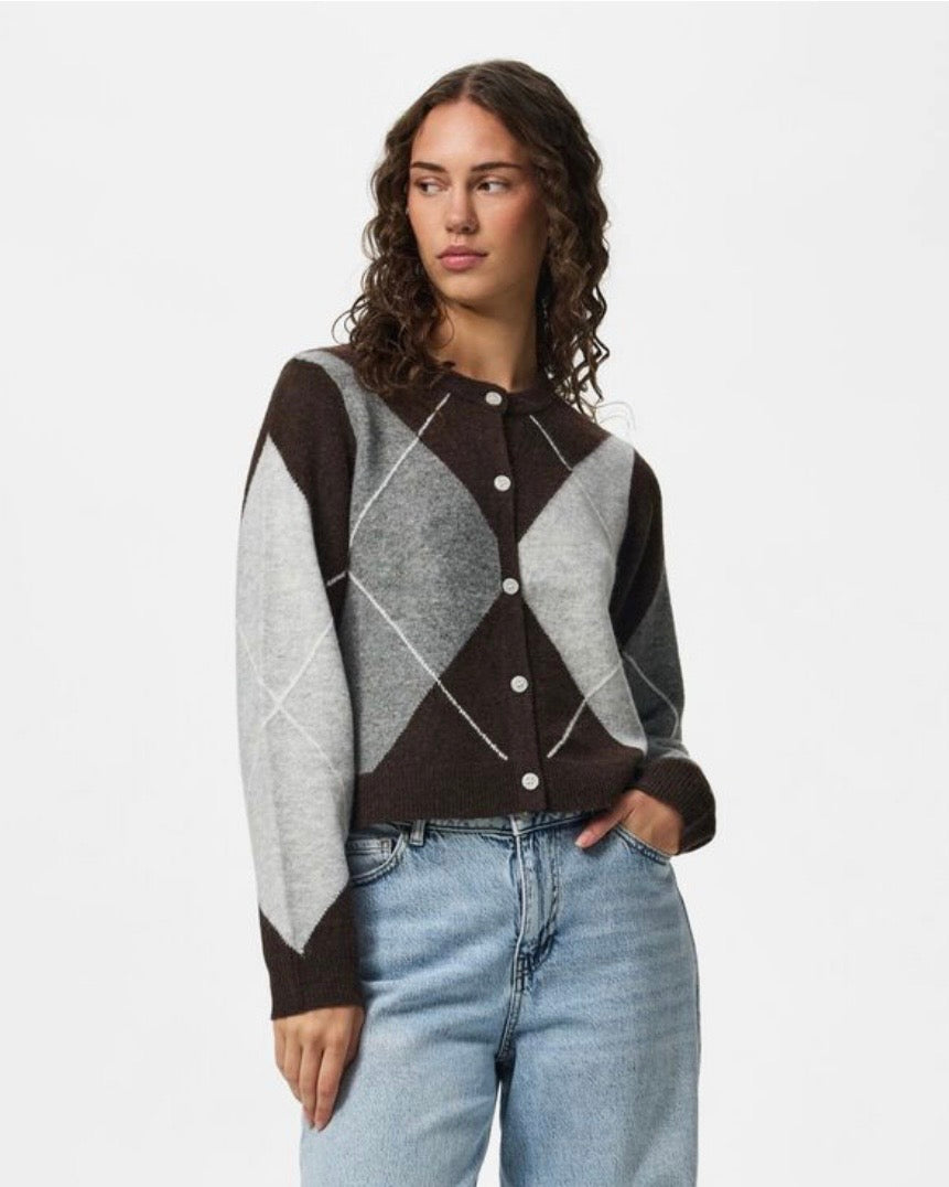 Cardigan rombi brown/grey