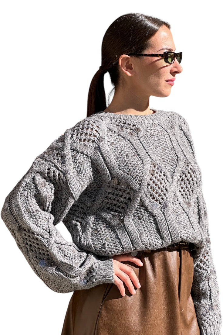 Maglioncino grigio con pailettes