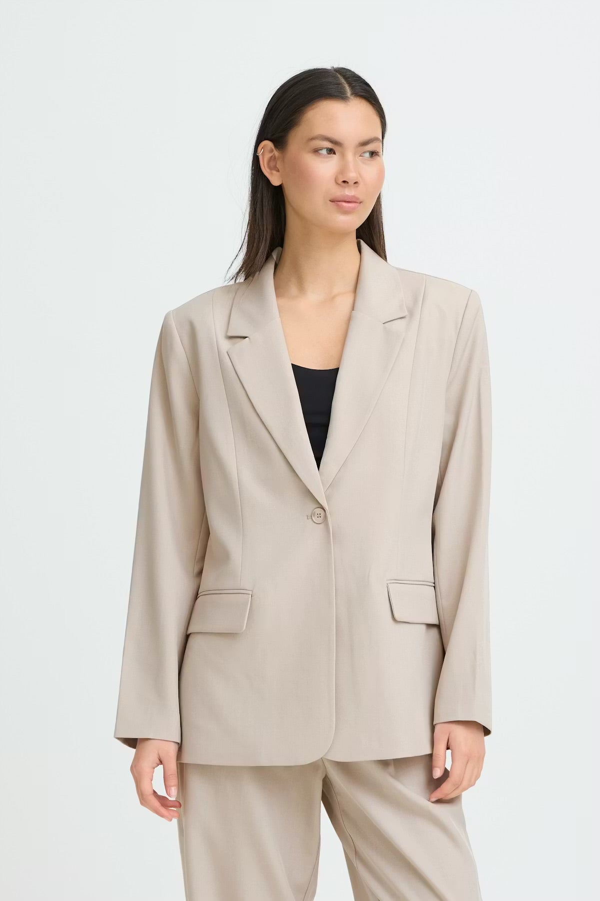 Giacca blazer monopetto beige