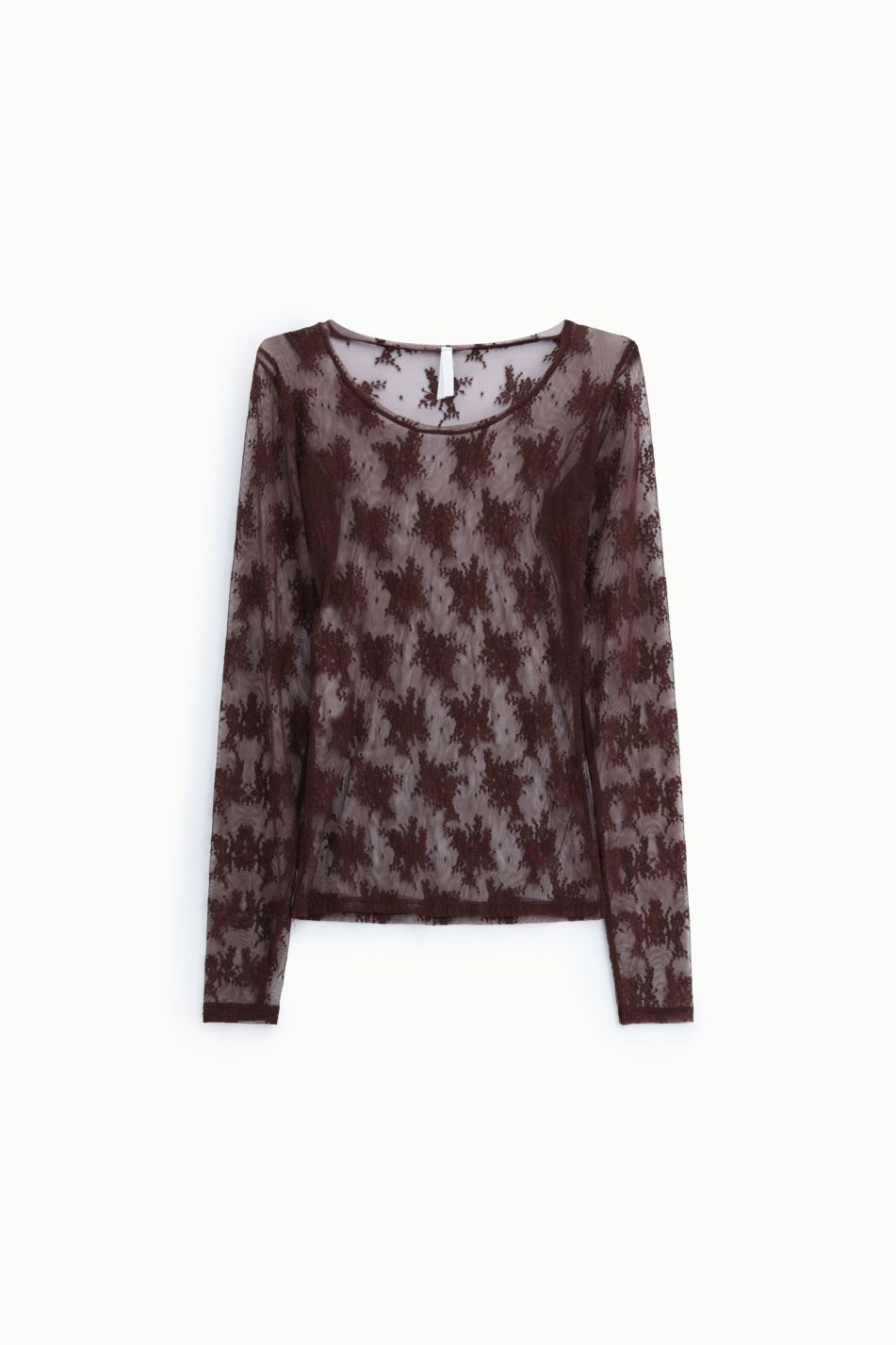 Maglia plum noir manica lunga effetto pizzo