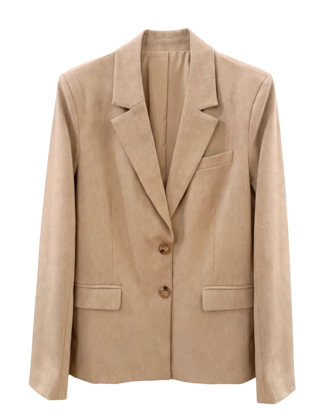 Tailleur cammello giacca e pantalone palazzo