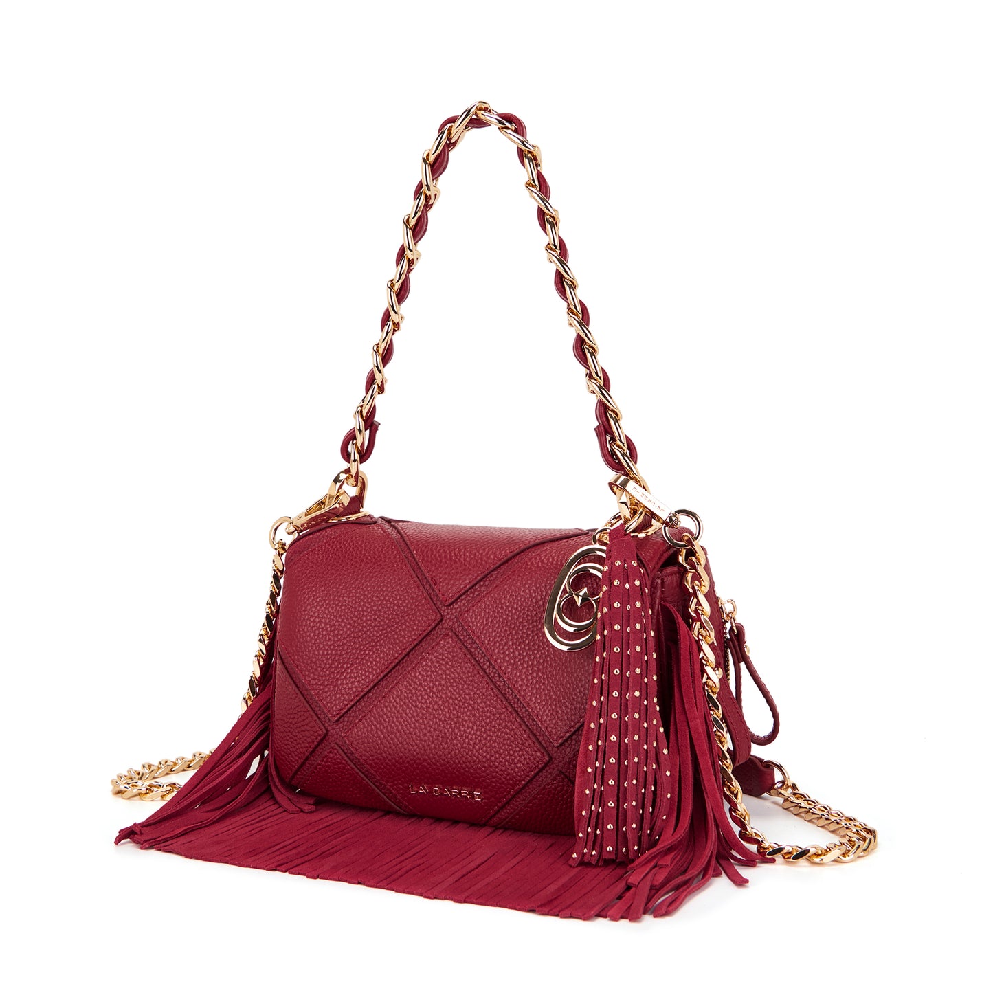Borsa in pelle red con frange