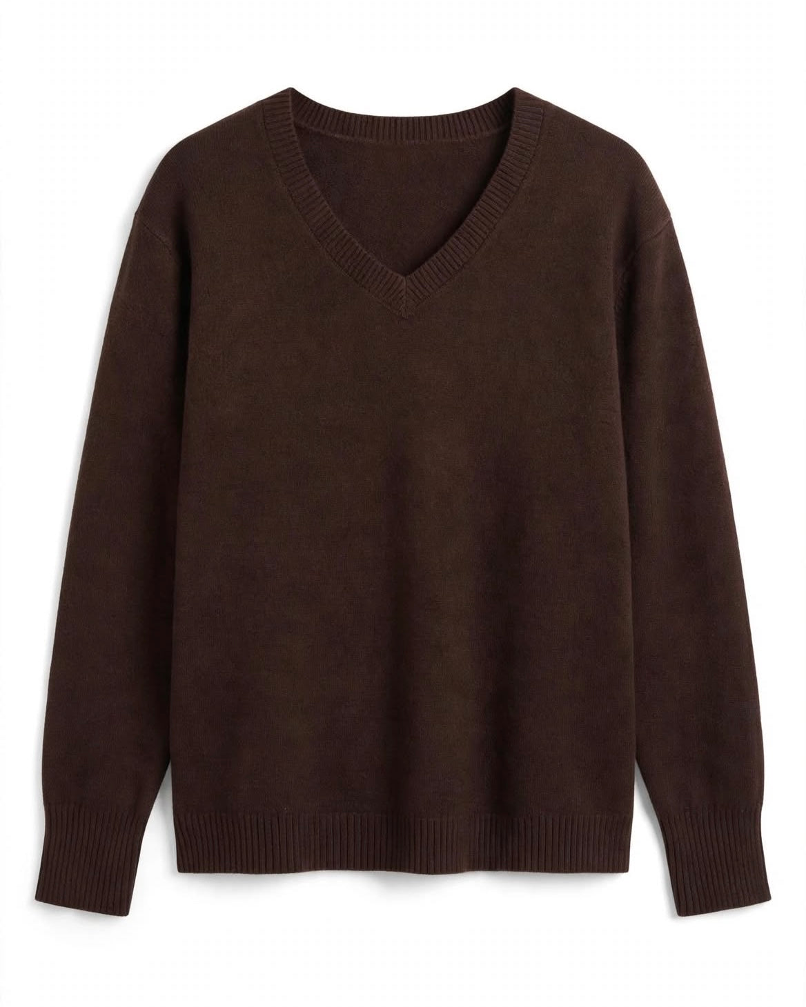 Maglione brown con scollo a V