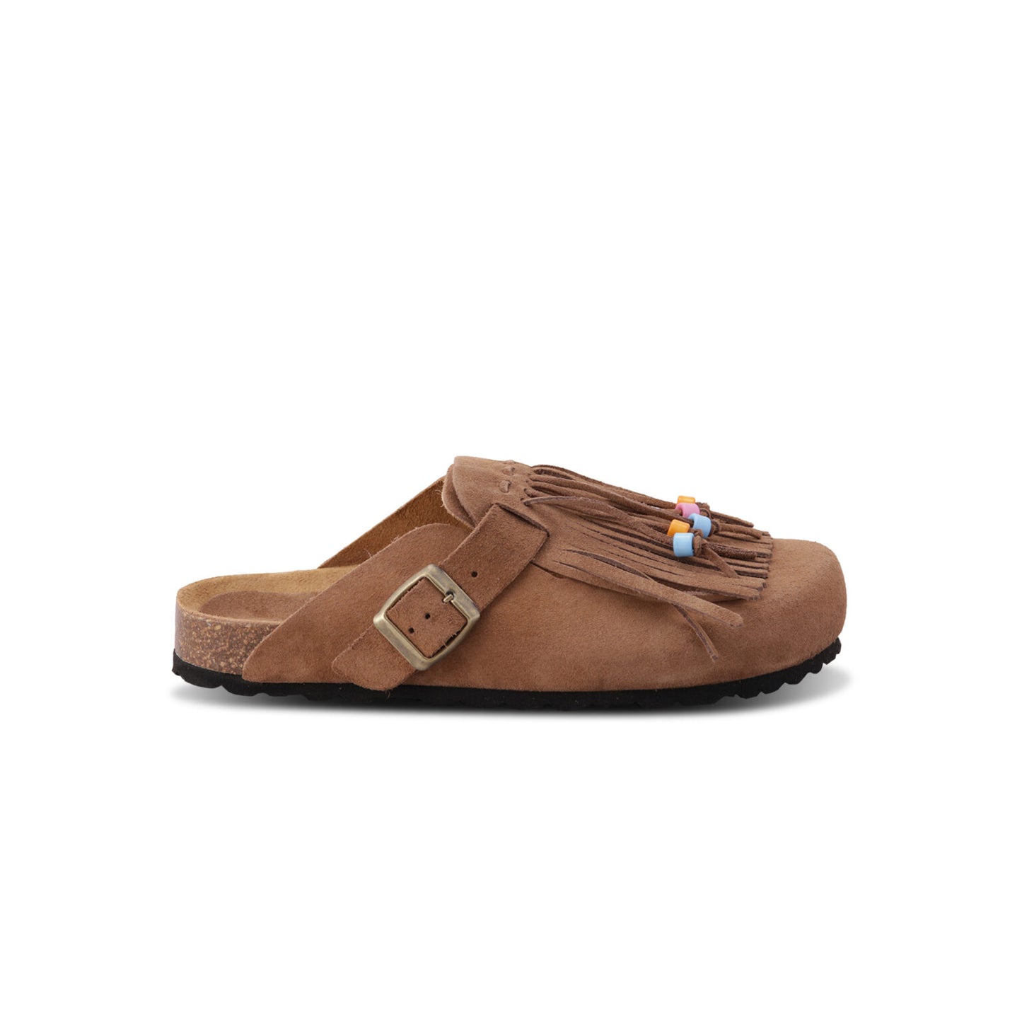 Sabot in camoscio con frange