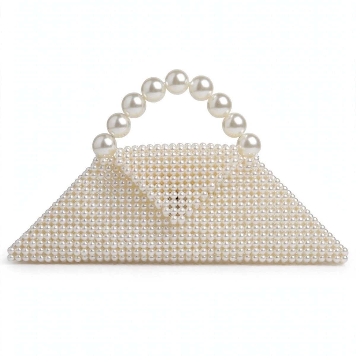 Borsa panna a trapezio con manico maxi perle