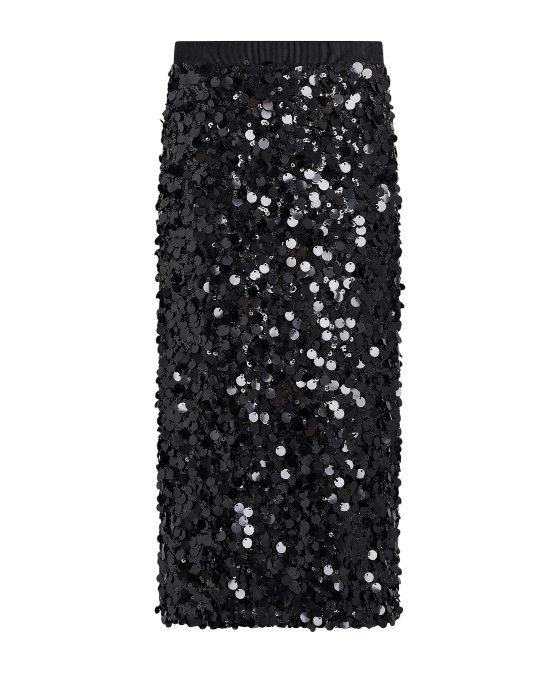 Gonna longette nera effetto paillettes