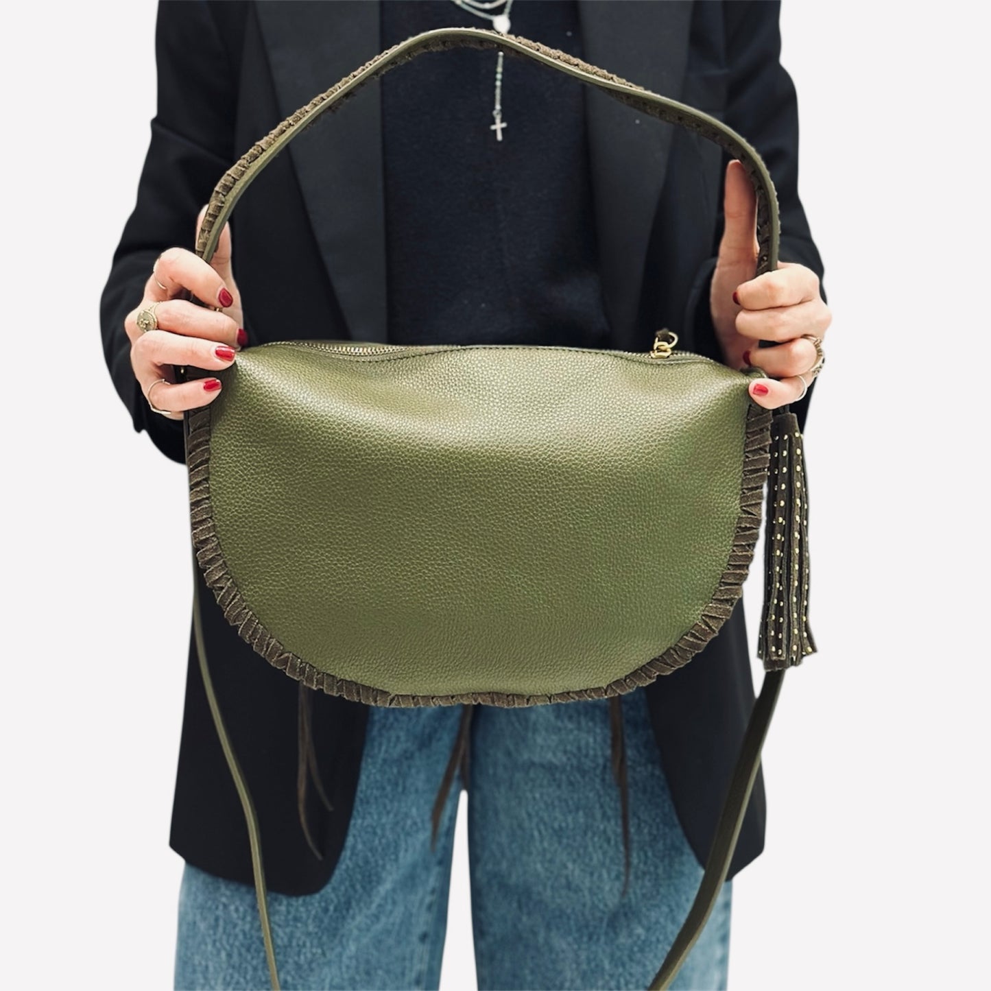 Borsa color oliva a spalla Country