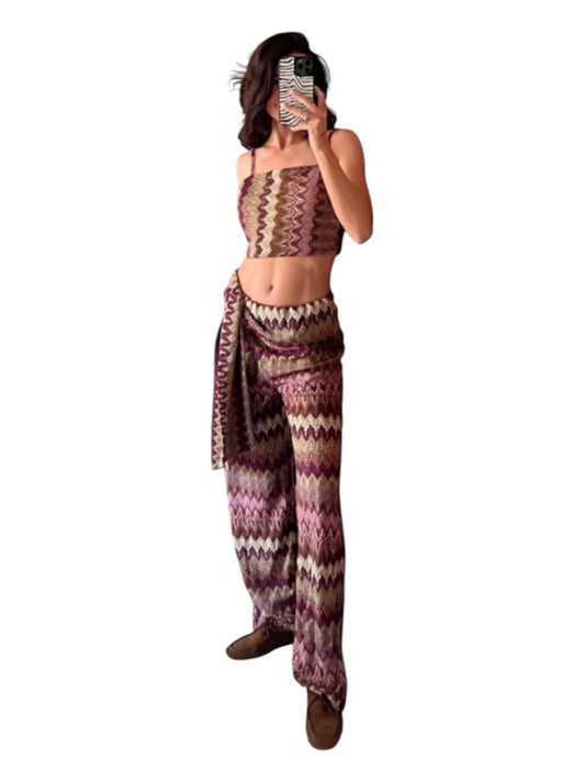 Completo multicolor in maglina top e pantalone
