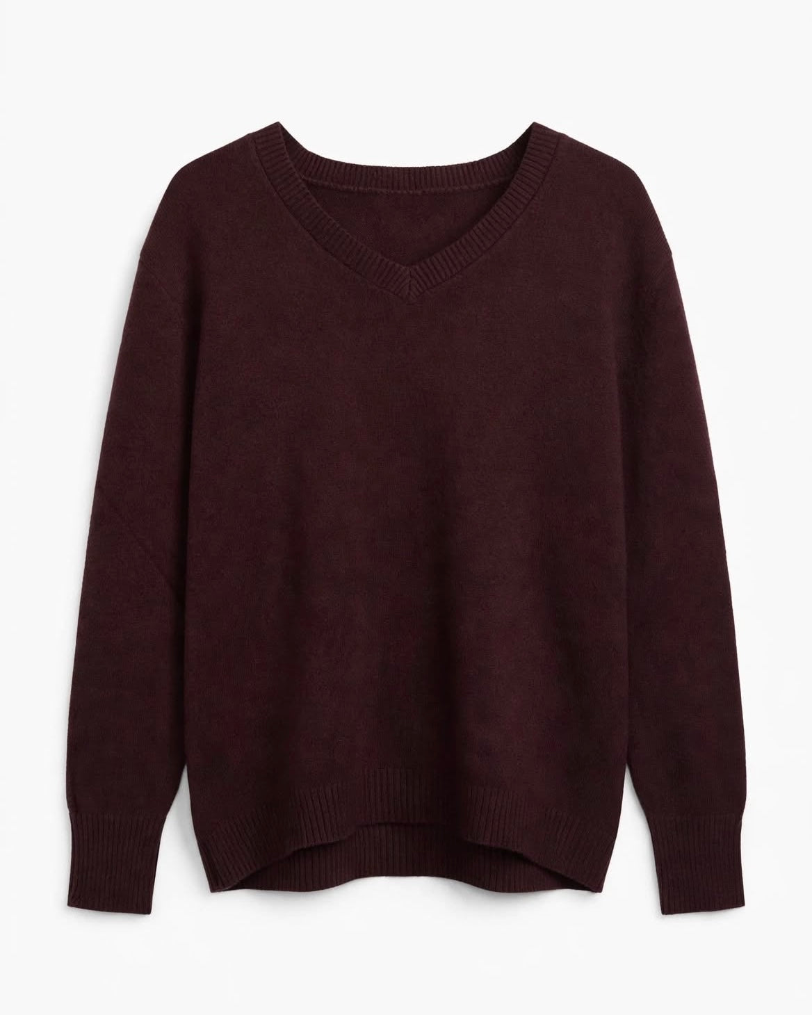 Maglione bordeaux con scollo a V