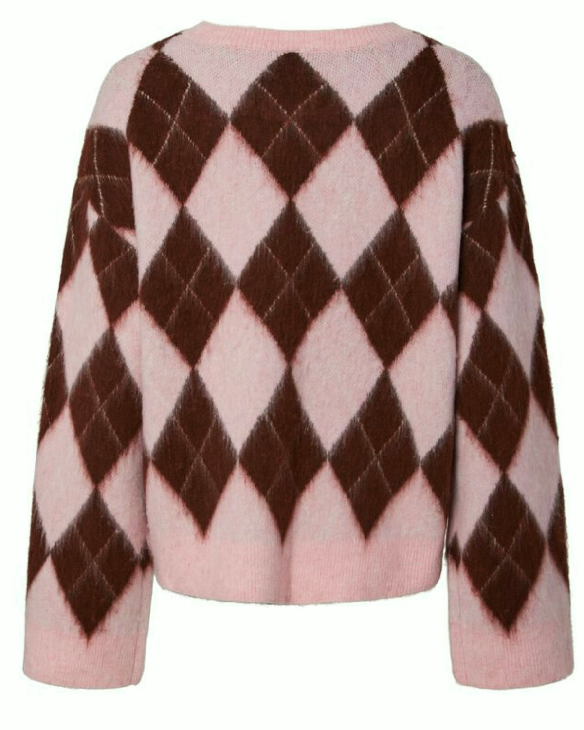 Maglione rombi bordeaux/panna scollatura tonda