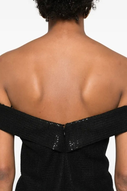 Abito nero con micropailettes